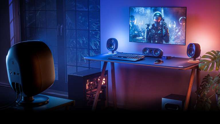 SteelSeries Arena 9 - 5.1-Gaming-Lautsprecher–5.1 USB Surround-Sound–Kabellose hintere Lautsprecher,RGB–USB, BT–PC