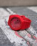 Casio Unisex Analog – Digital Quarz Uhr mit Kautschuk Armband GA-2100-4AER, Rot
