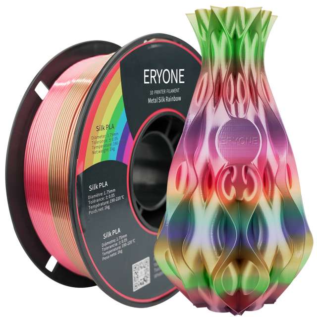 5 Rollen Regenbogen 3D-Drucker Filament aus Seidenglanz-PLA von Eryone 1,75mm [Aliexpress Anniversary Sale]