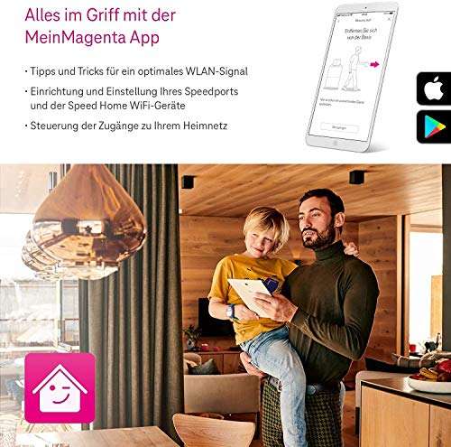 Telekom Speed Home WiFi für Ihr starkes & stabiles Heimnetzwerk I WLAN Verstärker mit Mesh Technologie, 1.733 Mbit/s I | 2er Set