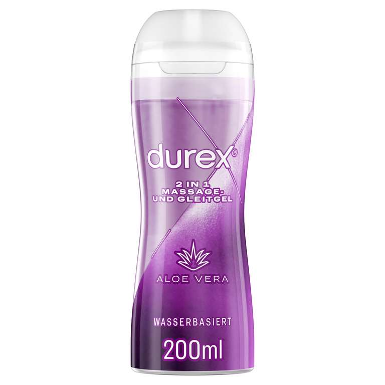 Durex Massage- und Gleitgel Aloe Vera – Für Ganzkörpermassagen & Intimbereich – 200 ml [PRIME oder Abholstation]