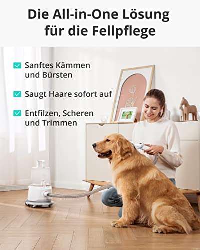 eufy Clean von Anker N930 Fellpflegeset für Haustiere, 5-in-1 Set; Staubsauger, Tierfell Pflege, Entfilzen, Schermaschine, Reinigungsbürste