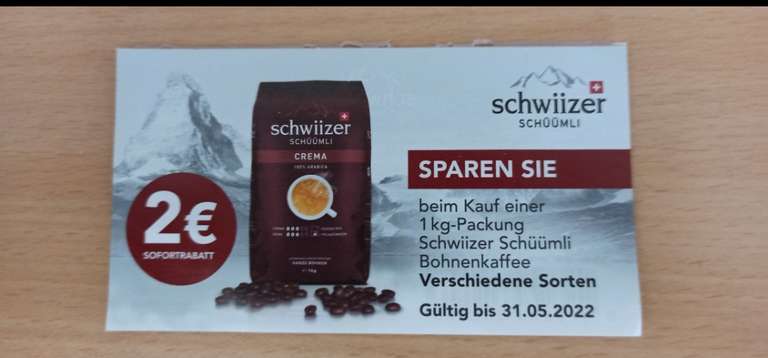 HIT [offline] Schwiizer Schüümli 1kg Kaffeebohnen für 6,99