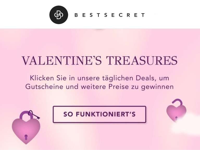 Valentine's Treasures bei BestSecret/ täglich VIP-Punkte, Gutscheine und Einladungen erhalten