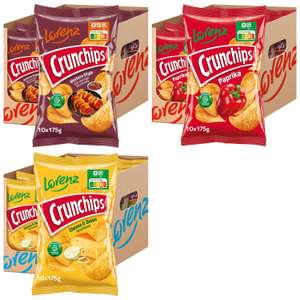 [Prime Sparabo] Lorenz Snack World Crunchips Paprika, Western Style oder Cheese & Onion, 10er Pack (10 x 175g)