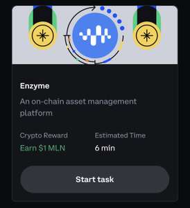 Coinbase, $1 in Enzyme (MLN) bei learn and earn
