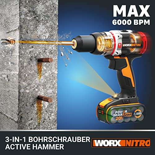 WORX NITRO WX354.9 Akku-Schlagbohrhammer 20V