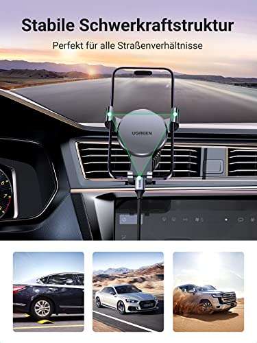 [Prime] Ugreen 15814 Handyhalterung fürs Auto in Schwarz (360° drehbarer Kugelkopf, für alle gängigen Smartphones ab 5,8“ bis 7,2“)