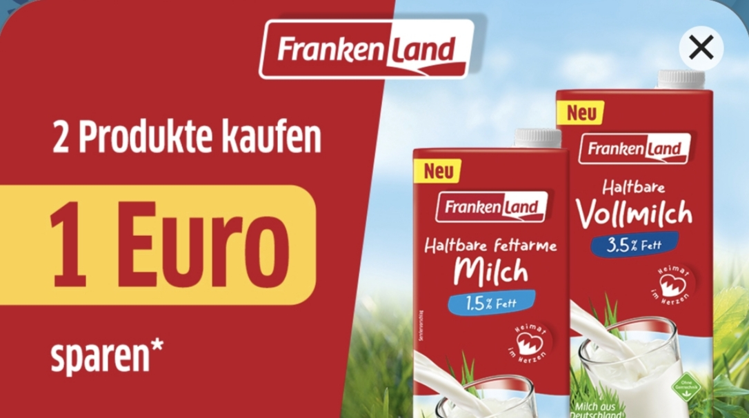 Scondoo: 1 € Cashback auf 2× Frankenland H-Milch