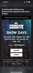 QuickSilver Snow Days Nochmal 50% extra Rabatt