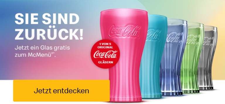 Coca-Cola Glas zum McMenü - 2023 / Ab 15.05. Regenbogen-Glas im Doppelpack-Menü