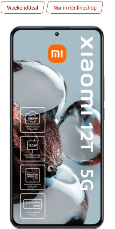 Telefonica Netz: Xiaomi 12T 256GB alle Farben im Allnet/SMS Flat 12GB LTE für 12,99€/Monat, 49€ Zuzahlung