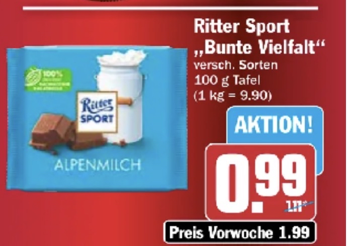 Ritter Sport Bunte Vielfalt verschiedene Sorten 100g