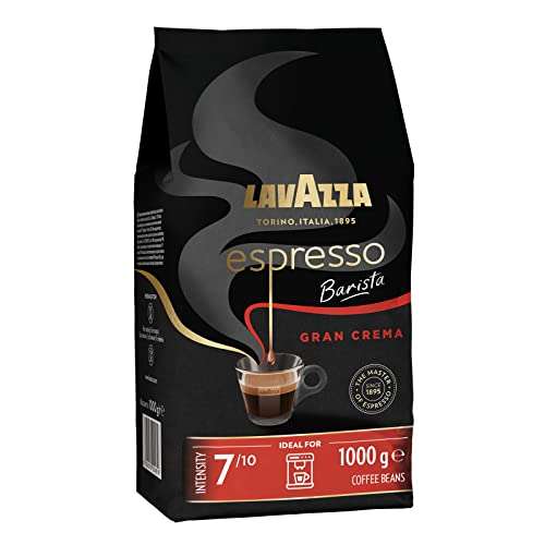 Lavazza, Espresso Barista Gran Crema, Kaffeebohnen, Arabica und Robusta, Intensität 7/10, Leichte Röstung, 1 kg Packung (Prime Spar-Abo)