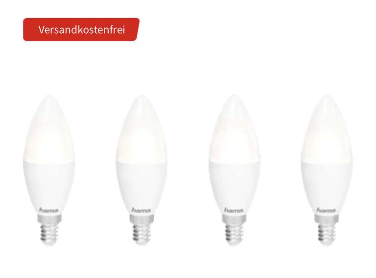 [MediaMarkt] HAMA 4er Pack (E27/E14/GU10) WLAN-LED Lampe Warmweiß bis Tageslicht