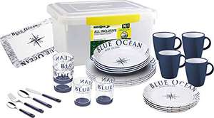 BRUNNER All Inclusive aus Melamin Blue Ocean - 36-tellig - (Camping)-Geschirrset