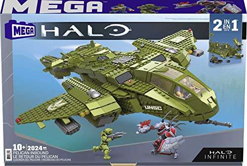 MEGA Construx GNB28 - Halo Infinite UNSC Pelican-Flugschiff, mit 2024 Bausteinen für 73,96 € inkl. Versandkosten (Amazon.es)