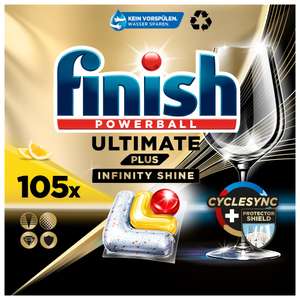 [PRIME/Sparabo] Finish Ultimate Plus Infinity Shine Citrus Spülmaschinentabs – Geschirrspültabs für intensive Reinigung – 105 Caps