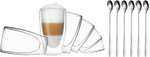 DUOS Latte Macchiato Gläser Doppelwandig 6x 400ml + 6x Löffel, Doppelwandige Gläser, Cappuccino Tassen, Löffel, Eiskaffee, Cappuccino