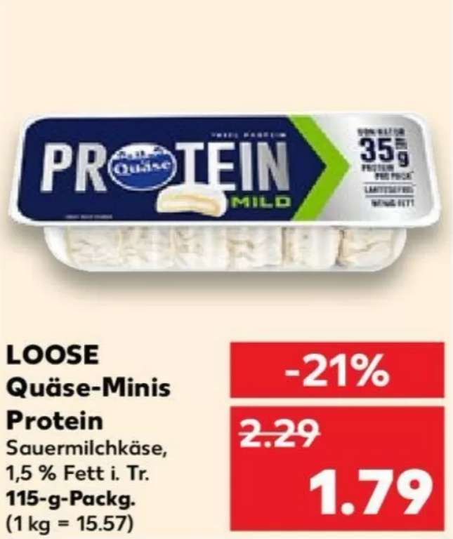 [Kaufland] Quäse Minis Protein 115g (6 Stück) für 0,79€ ab Donnerstag 20.04.23 (Angebot + Coupon)