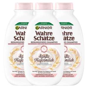 Garnier Wahre Schätze Beruhigendes Shampoo Sanfte Hafermilch, 3 x 250 ml (4,47€ möglich) (Prime Spar-Abo)