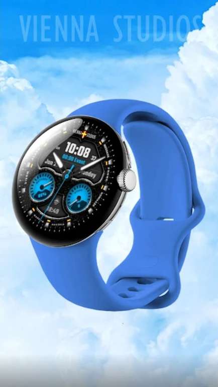 (Google Play Store) Blue Watch Face Watchface VS01 (WearOS Watchface, hybrid)
