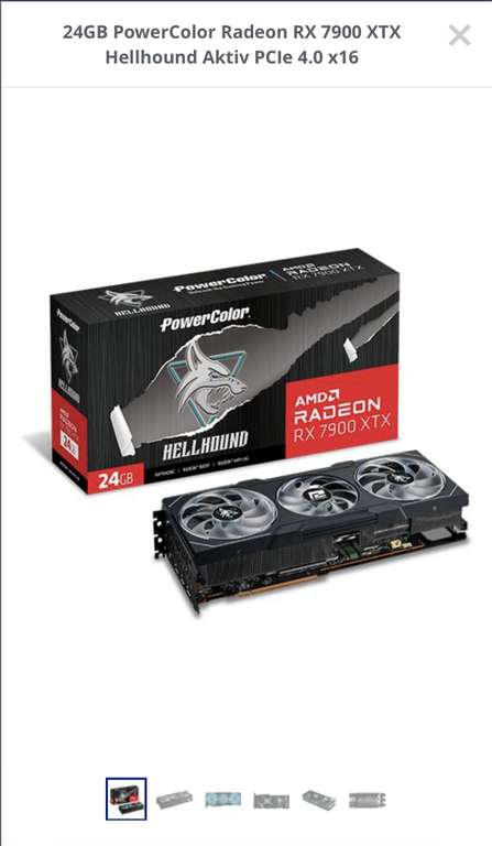 24GB PowerColor Radeon RX 7900 XTX Hellhound Aktiv PCIe 4.0 x16 (Retail) (Mindstar)