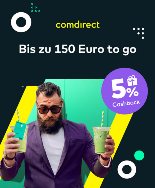 comdirect Girokonto Aktiv: kostenlos bei aktiver Nutzung + bis zu 150 € Cashback (5 %) + Tagesgeld mit 1,75% p. a.