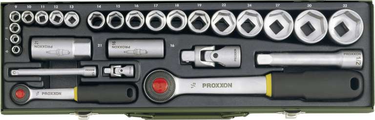 Proxxon Steckschlüsselsatz metrisch 6-32mm 1/4" + 1/2" 27teilig 23020 für 51,67€ [Völkner]