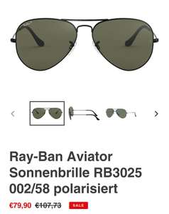 Ray-Ban Aviator Sonnenbrille RB3025 002/58 polarisiert Medium