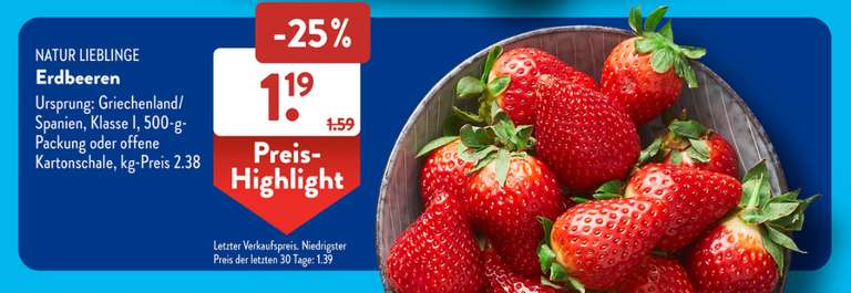 [ALDI SÜD/LIDL] 500g Erdbeeren KL.I für 1,19€ | Netto MD ab Donnerstag für 1,29€