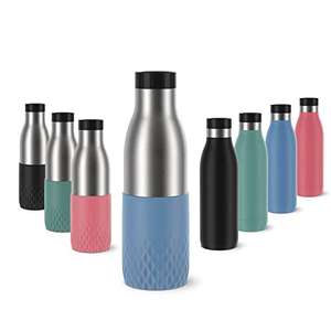 Emsa N31107 Bludrop Sleeve Trinkflasche | 0,5 L(17,99€) oder 0,7 L (24,99€) | 100 % dicht | Quick-Press Verschluss | Petrol | Prime