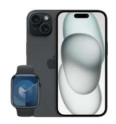 Starkes Trio: Apple iPhone 15 & Apple Watch S9 LTE & Vertrag O2 Mobile M Boost mit 50 GB+