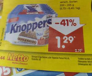Netto Knoppers – 200g (8 x 25g) – Gefüllte Waffelschnitte mit Milchcreme und Nougatcremefüllung