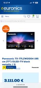 Panasonic TX-77LZW2004 195 cm (77") OLED-TV black metallic / G