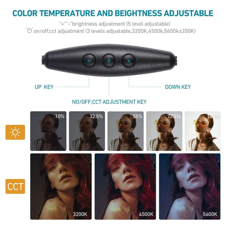 [Amazon]LED Video Licht Set, 3200-5600K Zweifarbig Dimmbar mit 9 Farbfiltern und Verstellbarem Stativ, USB Videoleuchten (3 Stück!)