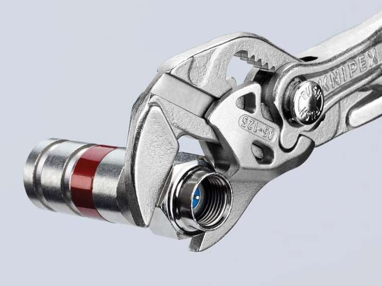 KNIPEX Zangenschlüssel, klein, Multi-Schraubenschlüssel Chrom-Vanadium, Rostschutz verchromt, 125 mm (SB-Karte/Blister), PRIME