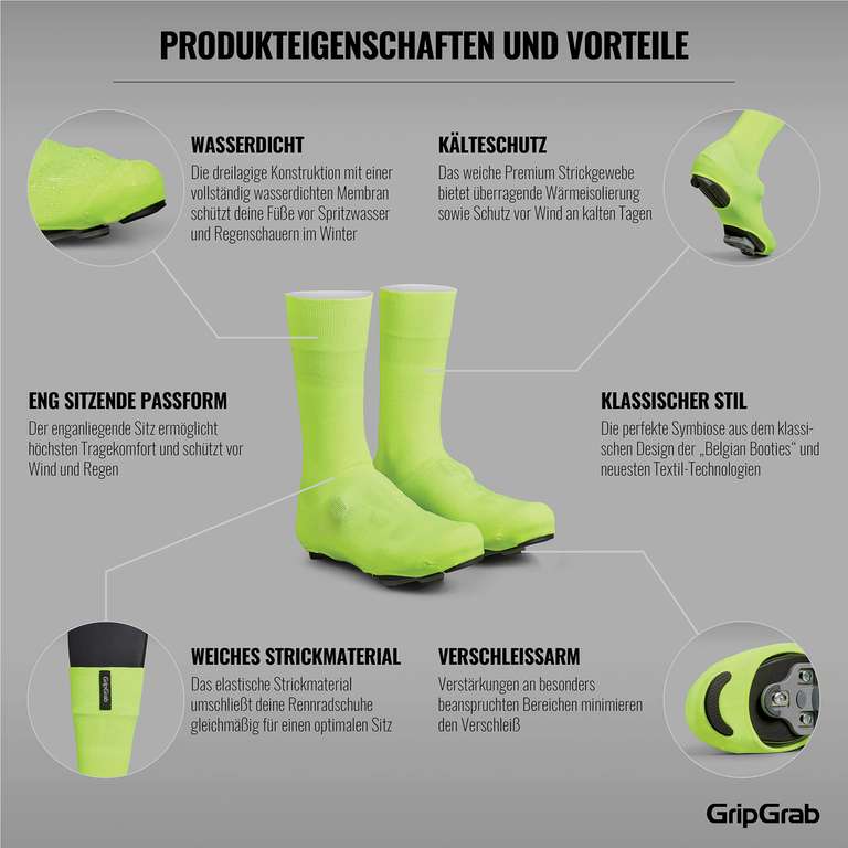 GripGrab Flandrien wasserdichte Gestrickte Rennrad Regenschutz Überschuhe (XL)
