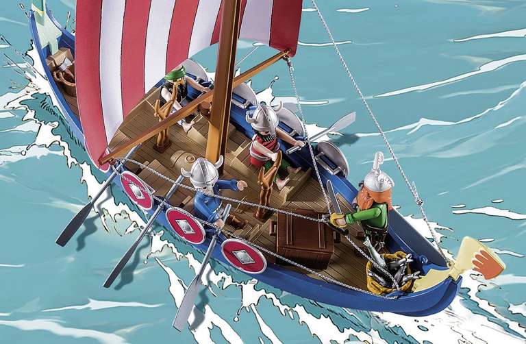 PLAYMOBIL Adventskalender 71087 Asterix: Piraten mit schwimmfähigem Piratenschiff, Beiboot und Comicfiguren