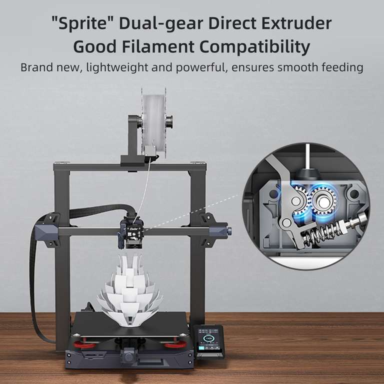 Creality Ender-3 S1 Plus 3D-Drucker (30x30x30cm Bauraum, Direktextruder, Düse bis 260°C & Druckbett bis 100°C, ABL, 32bit, 4.3" Touch)