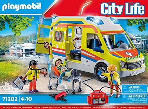 PLAYMOBIL City Life 71202 Rettungswagen mit Licht und Sound (auch mit Otto Up)