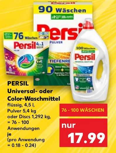 Kaufland OFFLINE: Persil UNIVERSAL oder Color Waschmittel, 76-100 Wäschen nur 17,99€