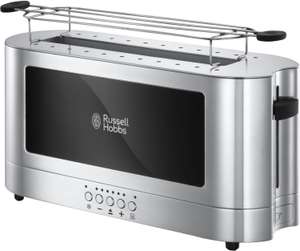 Russell Hobbs Elegance Langschlitz-Toaster | 1420W | 6 Temperaturstufen | Edelstahloberfläche | Brötchenaufsatz