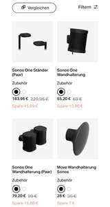 20% auf Sonos Zubehör Zum Beispiel Sonos One Ständer (Paar) für 183,96€