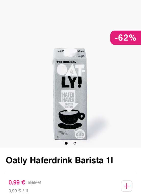 Oatly Barista Hafermilch (1,99€ Liefergebühren)