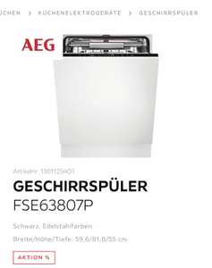 Bestpreis AEG GESCHIRRSPÜLER FSE63807P