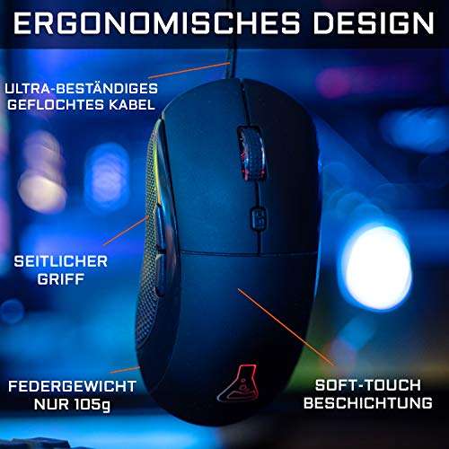 G-LAB Combo Iridium - Keyboard & Mouse with LED Backlit - QWERTZ Gaming Keyboard USB Anti-Ghosting + 3200 DPI Gaming Mouse 6 Buttons (Prime)