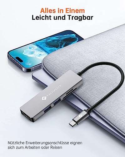 NOVOO USB C Hub (5 in 1) Aluminium mit HDMI 4K Adapter [Chinahändler Mbest EU]