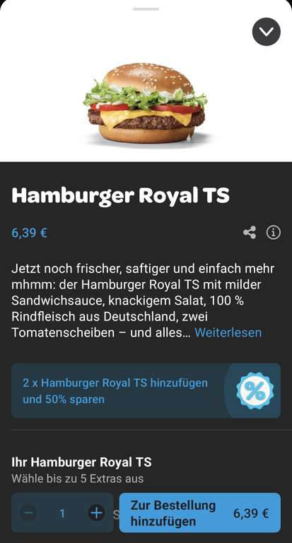 Wolt: McDonalds 2 Für 1 Big Mac oder Hamburger Royal TS