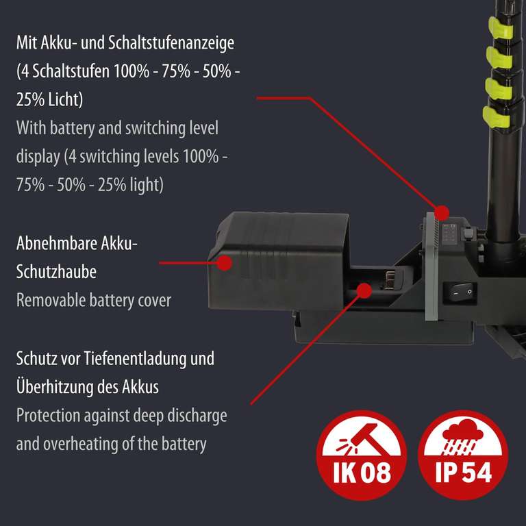 Brennenstuhl Multi Battery LED [Amazon] Akku Teleskop Arbeitsstrahler 6050 MA (7700lm)